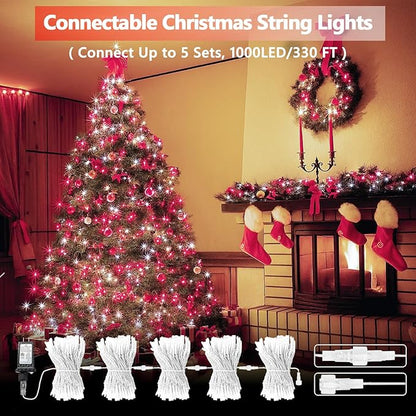 Upgraded Connectable 200 LED String Lights Indoor Outdoor, 66FT Red and White Christmas Lights Waterproof, 13 Modes Twinkle Fairy Lights Plug in Clear Wire for Christmas Tree, Bedroom, Classroom Decor