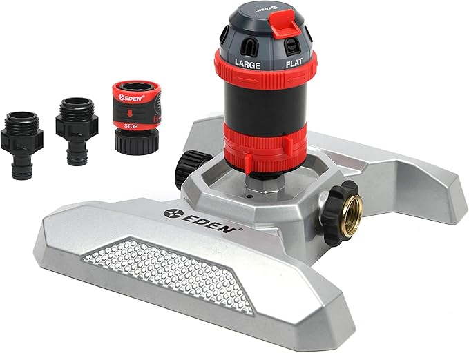 Eden 94122 Metal Adjustable 6-Pattern Sprinkler Bundle, Base, |Quick Connect Starter Set