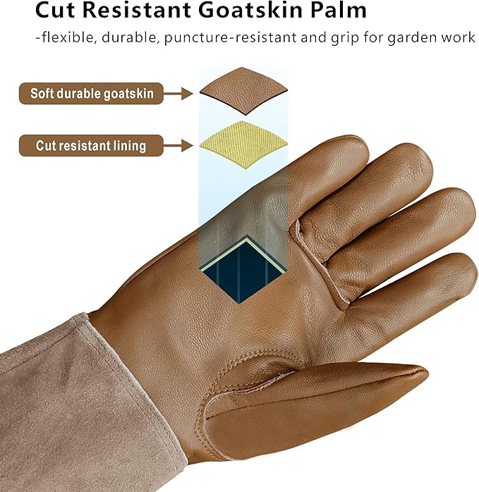 Rose Pruning Gloves Thorn Resistant, Embroidery Gardening Gloves with Extra Long Forearm Protection