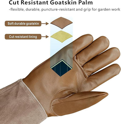 Rose Pruning Gloves Thorn Resistant, Embroidery Gardening Gloves with Extra Long Forearm Protection