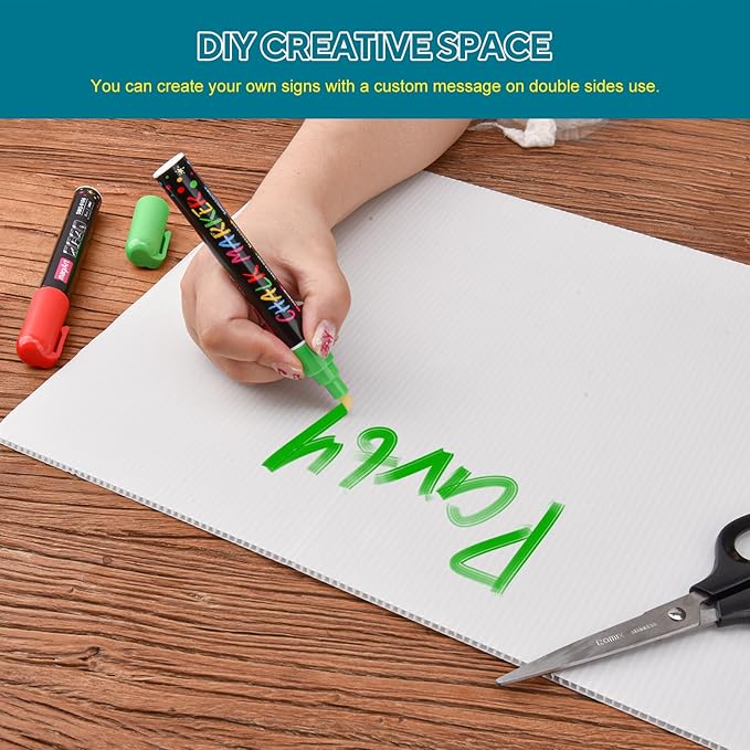 25 PACK Lawn Signs Corrugated Plastic 17x12 Inches Blank Yard Signs with Stakes for Yard Sale Sign Outdoor, Garage Sale, Open House, Estate Sale, Guidepost, Birthday Party