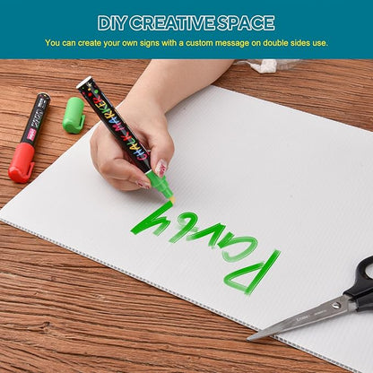 25 PACK Lawn Signs Corrugated Plastic 17x12 Inches Blank Yard Signs with Stakes for Yard Sale Sign Outdoor, Garage Sale, Open House, Estate Sale, Guidepost, Birthday Party