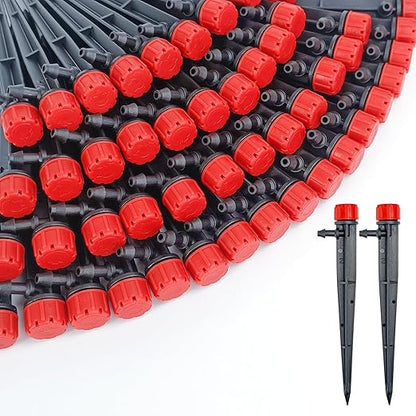 50pcs Drip Irrigation Emitters,Drip Irrigation Parts for 1/4" Drip Irrigation Tubing - Adjustable 360 Degree Water Flow Drippers, Garden Drip Irrigation Drippers for (4-7mm) Watering System