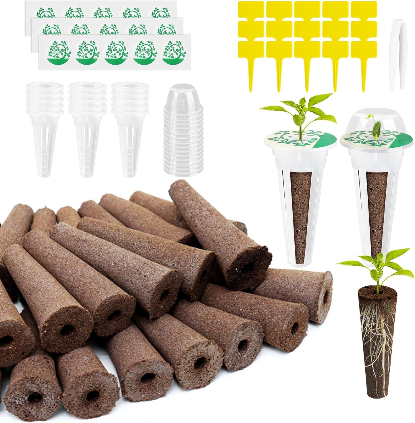 76 pcs Seed Pod Kit for Aerogarden,Grow Anything Kit for Indoor Hydroponics with 15 Grow Sponges 15 Pod Labels,15 Grow Baskets,15 Grow Domes,15 Tags,1 Tweezer.