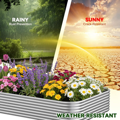 3 Pack 8x4FT Galvanized Raised Garden Bed Outdoor,Metal Raised Garden Beds Kit for Vegetables,Steel Raised Bed for Gardening,Above Ground Garden Box for Flower