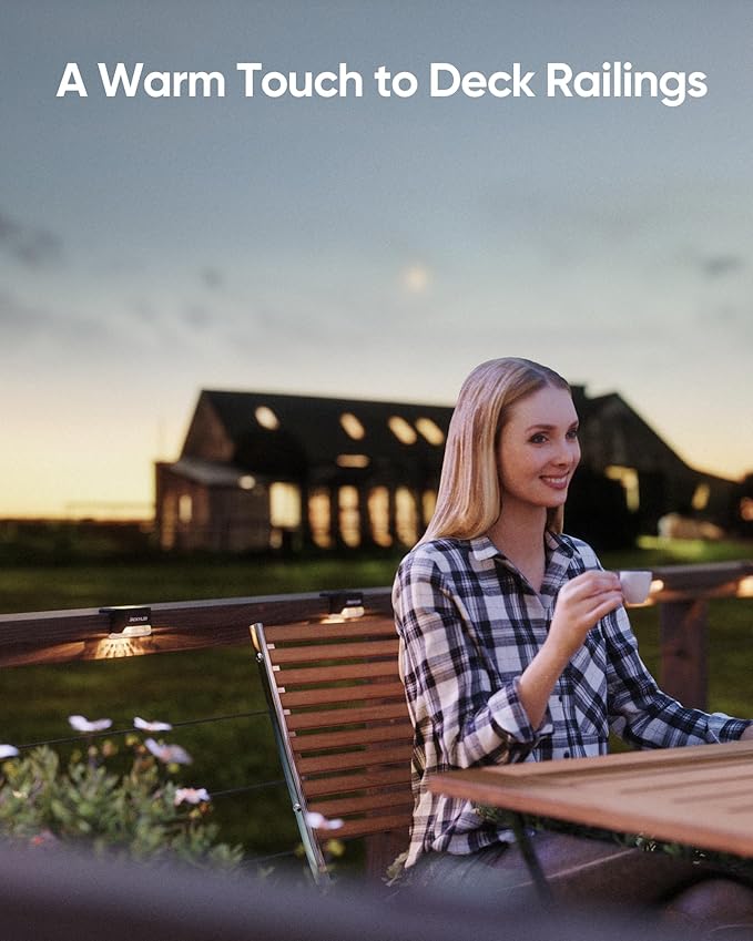 JACKYLED 12 Pack, Step Lights Waterproof LED Solar Power Outdoor Fence Light for Deck Stair Railing, Outside Lighting for Wall Garden Backyard Patio Balcony Decor