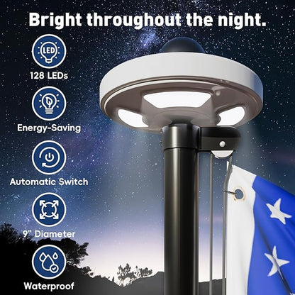 16FT Flag Pole with Solar Light Thick Aluminum Heavy Duty Flag Pole Kit 100MPH Wind Tested, Includes 2PCS 3x5 US Flag for Outdoor Use