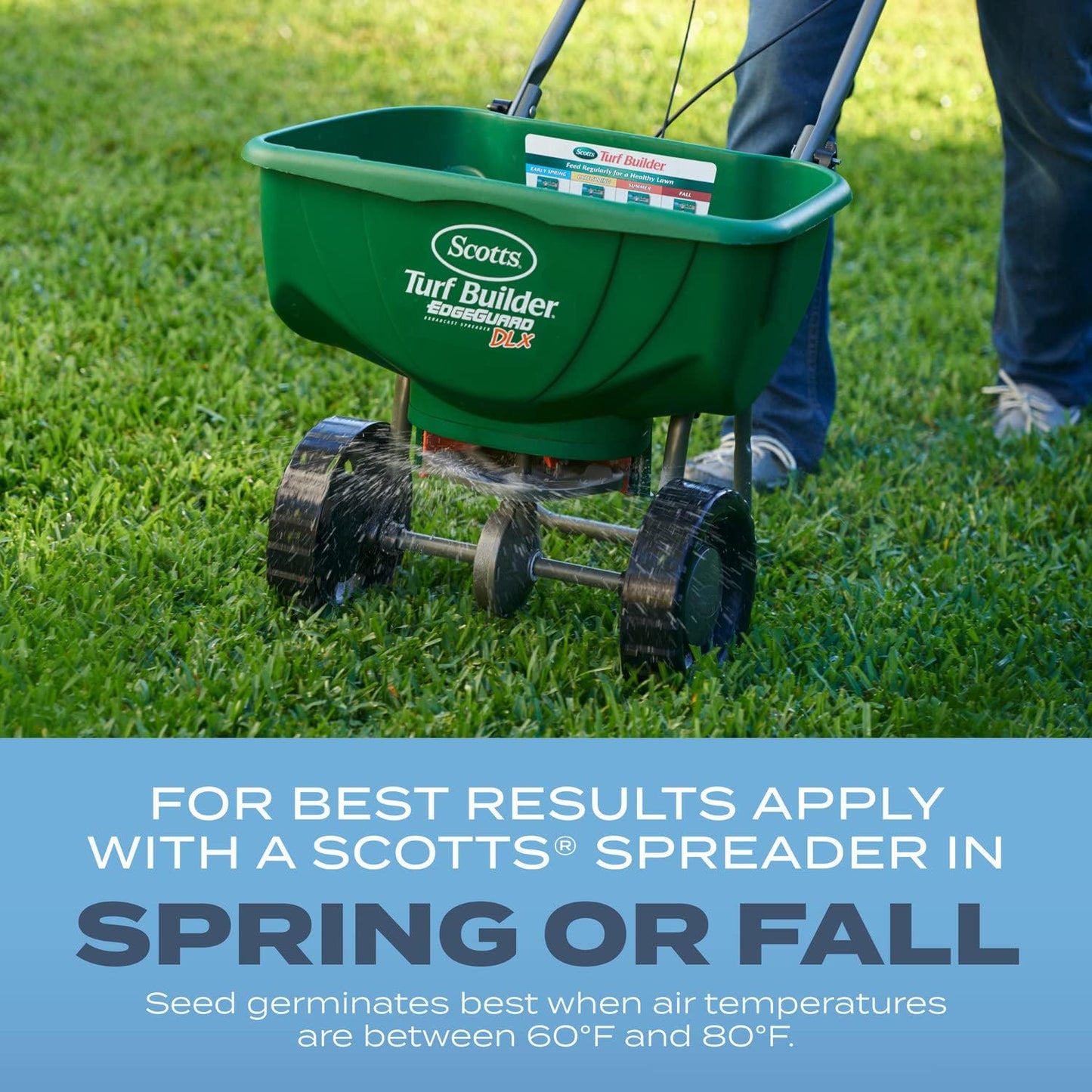 Scotts Turf Builder Grass Seed Kentucky Bluegrass Mix with Fertilizer and Soil Improver, Grows Dense, Green Turf, 5.6 lbs.