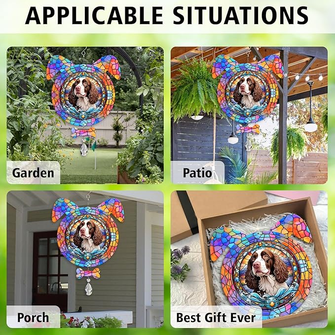 American Water Spaniel Dog Ears Wind Spinner, American Water Spaniel Wind Spinner Hanging for Yard and Garden