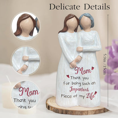Mom Birthday Gifts, Mom and Daughter Figurine, Gifts for Mom from Daughter for Mother’s Day Anniversary Birthday Christmas, Sculpted Hand-Painted Statues