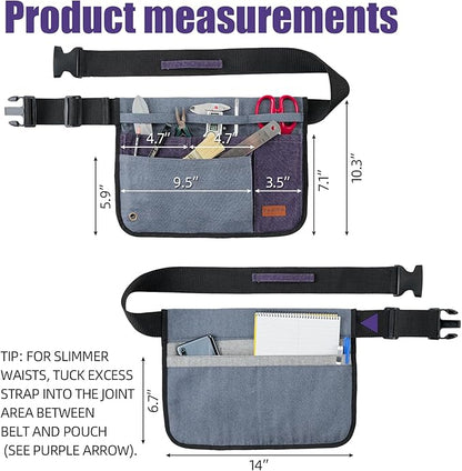 Garden Tool Belt for Men & Women, Denim Wide Adjustable 5-Pocket Waist Tool Apron - Heavy Duty Tool Pouch for Gardening, DIY, Carpenter, Woodworking, Painting, Seamstress, and Crafts (Purple)