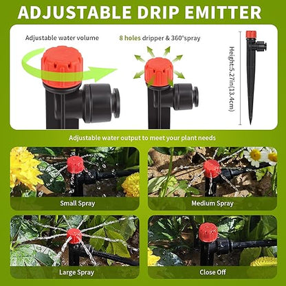 30 Pcs Easy-Connect Drip Emitters for 1/4 inch Drip Irrigation Tubing,Adjustable 360 Degree Water Flow Drip Irrigation Emitters Irrigation Drip Heads Irrigation Drippers for Garden Flower Plant