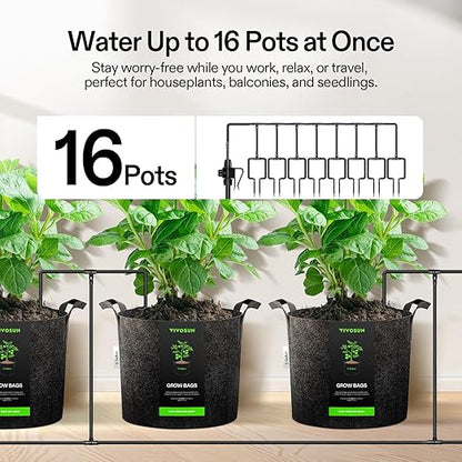 VIVOSUN Automatic Drip Irrigation Kit, Smart Watering System with 16 Drip Emitters, 4mm Fast Flow, App-Controlled A10 GrowHub, Quiet 15W Pump, Anti-Siphon & Filtered for Indoor & Outdoor Plants