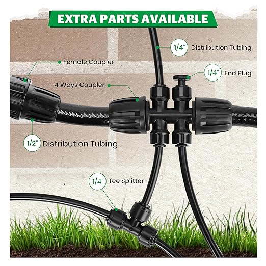 Bonviee 20-Pack Drip Irrigation Emitters- 1/4" Push-to-Connect Precision Irrigation Stakes - Low Flow Garden Watering System for Vegetables, Shrubs & Flower Beds