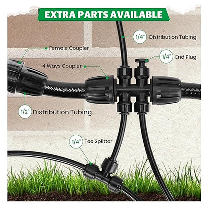 Bonviee 20-Pack Drip Irrigation Emitters- 1/4" Push-to-Connect Precision Irrigation Stakes - Low Flow Garden Watering System for Vegetables, Shrubs & Flower Beds
