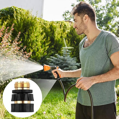 Quick Connect Hose Fittings Male and Female Set, 3/4 Inch Aluminum Garden Hose Fitting Quick Connector with Rubberized Grips, Water Hose Connector for Garden (4 Set)