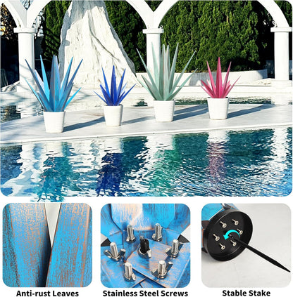 Large Tequila Rustic Sculpture, Rustic Metal Agave Plants for Outdoor Patio Yard, Home Decor Metal Agave Garden Yard Statue