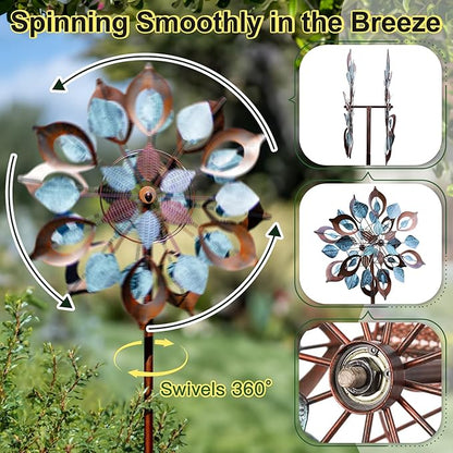 Wind Spinners Outdoor for Yard and Garden, Metal Large Wind Spinner & Sculptures 84 Inch, Garden Spinner Windmills for Yard Decor Gifts for Family Friends