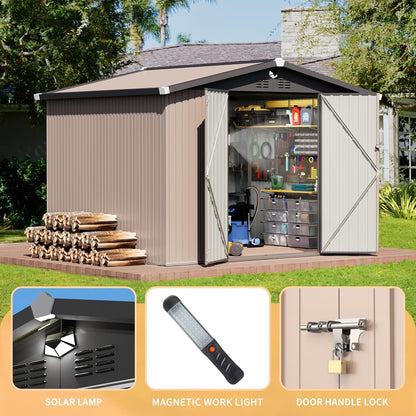 10x8 FT Outdoor Storage Shed,Metal Tool Sheds,Waterproof Outside Storage Shed,Large Storage Building with Lockable Door