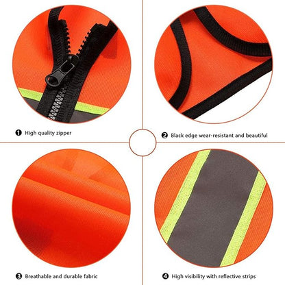 Tekware Safety Vest with High Reflective Strips, Pack of 10 Bright Neon Color Construction Protector with Zipper