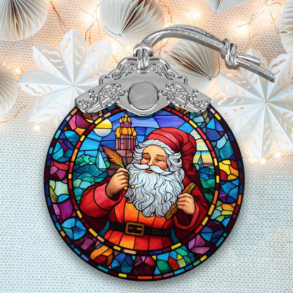 Retro Style Funny Santa Claus Hanging Decors, Santa Claus Colorful Christmas Ornament, Santa Stained Glass Ornament for Xmas, Santa Claus Ornament for Xmas, Santa Ornaments Gift Xmas