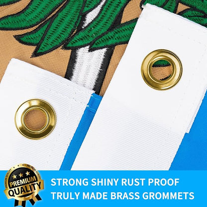 XIFAN Premium Oklahoma State Flag 3x5 ft Outdoor, Double Sided Embroidered Image, Heavy Duty 210D Nylon OK Flags, the Strongest Longest Lasting for Outside with Sewn Stripes/Brass Grommets