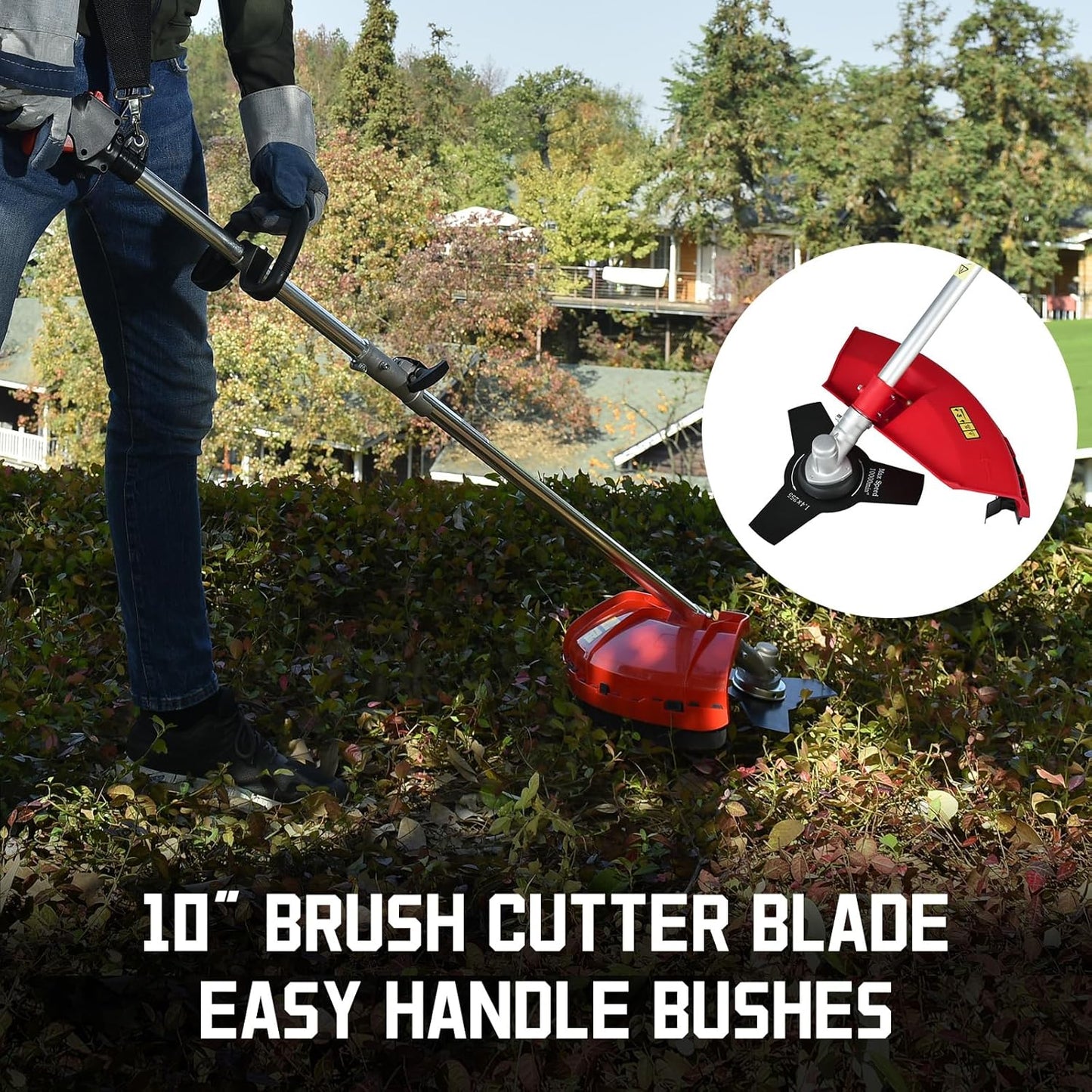 PowerSmart Gas Weed Wacker 2-Cycle 25cc Gas String Trimmer/Edger 16" and 10" Brush Cutter & Shoulder Strap Included