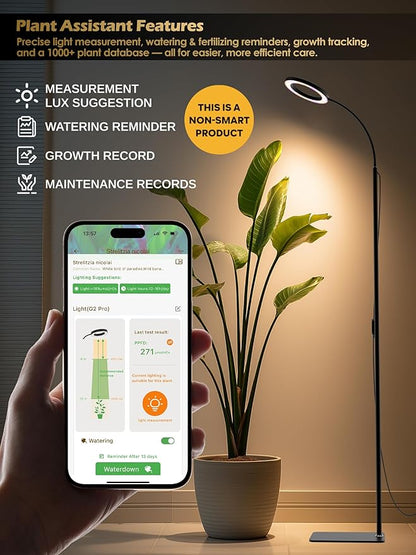 GLOWRIUM Grow Lights for Indoor Plants, 24W Full Spectrum LED Grow Light, Stepless Dimming,3 Lighting Mode and Adjustable Height, Plant Light with 3/9/12/16H Timer (Black, 24W)