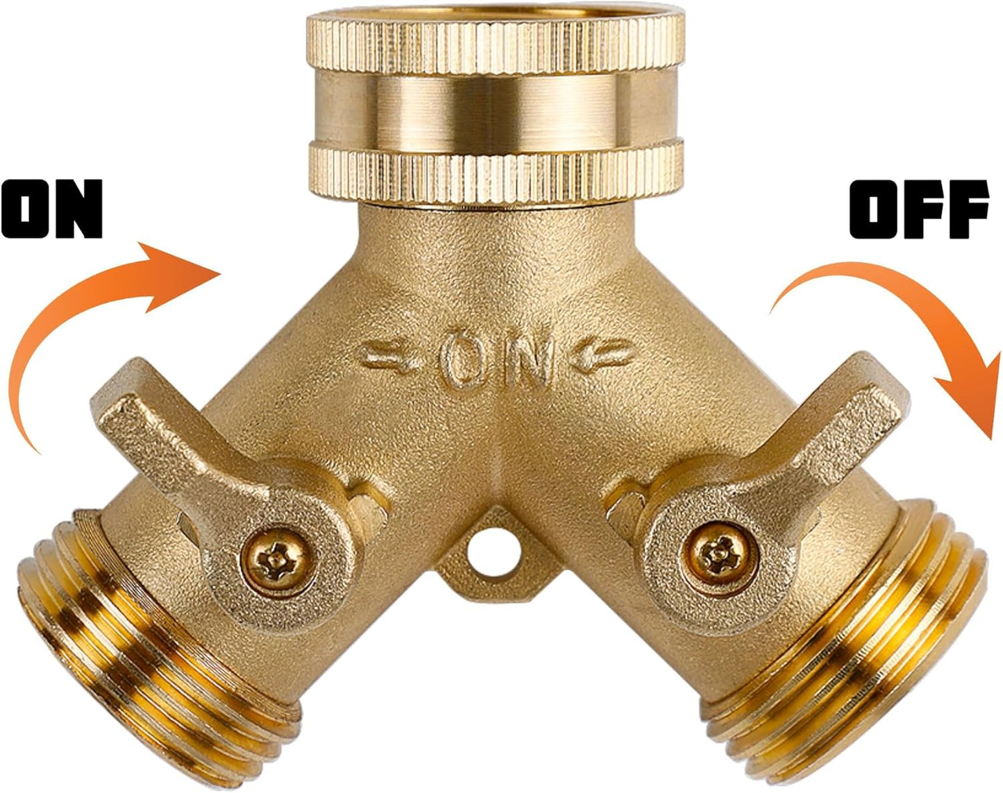 Triumpeek 2-Pack Brass Garden Hose Splitter, 3/4 Inch 2-Way Y Shaped Water Faucet Adapter with Dual Shut-Off Valves, Leak-Proof Design, Includes 4 O-Ring Washers & 1 Tape