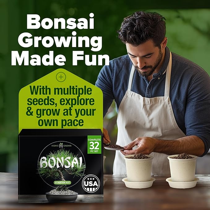 Bonsai Tree Kit 𝗨𝗦𝗔 Gifts for Men & Women - Grow 4 Bonsai Trees - Unique Gardening Crafts for Adults, DIY Hobbies for Plant Lovers & Gardeners - Unusual Christmas Gift Ideas for Mom & Dad