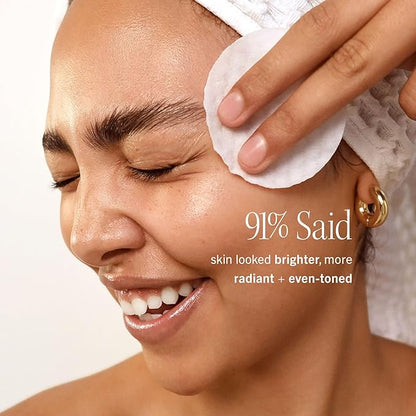 First Aid Beauty - Facial Radiance Pads with Glycolic & Lactic Acids, Daily Exfoliating Pads with AHA, Visibly Smaller Pores, Help Tone & Brighten Skin, One-Step Makeup Prep, Compostable, 28