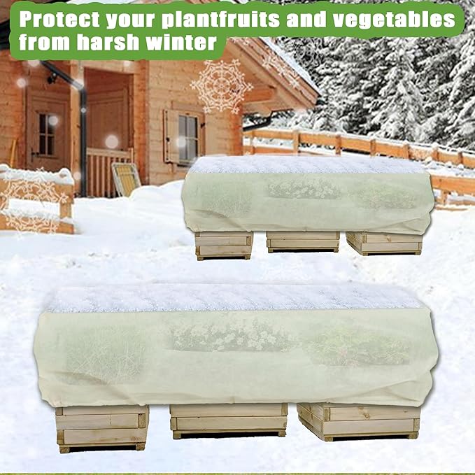 Plant Covers Freeze Protection, Rectangular Planter Plant Frost Blanket,Winter Plant Frost Plant Protection Cover, for Outdoor Fruit Tree Potted with Drawstrings Latches102X51X19.7INCH 1Pcs