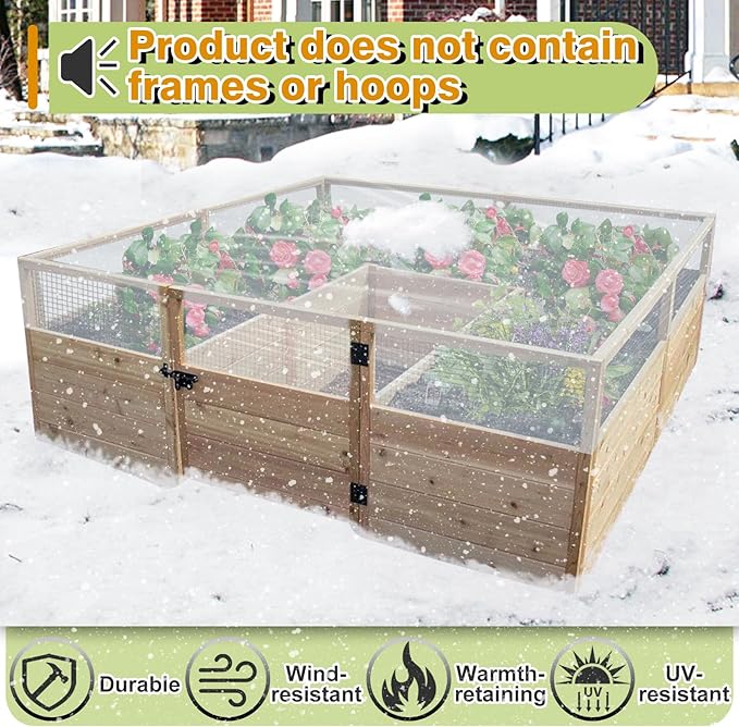 Alphatool Greenhouse Cover Plastic Sheeting - 8 x 24 ft Plant Covers Freeze Protection, Frost Cloths for Outdoor Plants, Clear Floating Row Cover for Outdoors Garden Plants Vegetables Crops