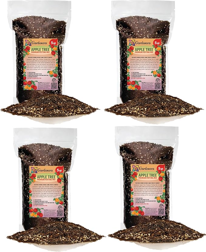 Gardenera Premium Apple Potting Soil Mix - Optimal Nutrient-Rich Blend for Thriving and Juicy Apples - 20 Quart