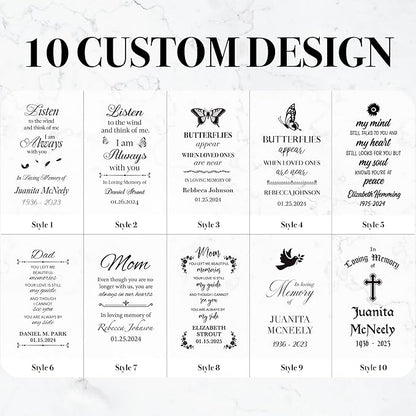 Memorial Wind Chime Personalized with Name & Date, in Loving Memory - Sympathy Gifts - Keepsake Loss of Beloved One - Listen to The Wind and Think of Me Wind Chime - Black