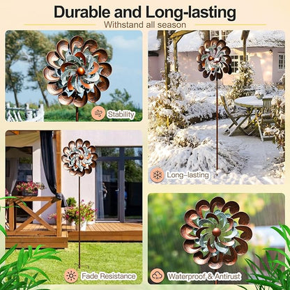 Wind Spinners for Yard and Garden Large, 84 Inch Wind Spinners Outdoor Metal, Wind Sculptures & Spinners Birthday Gifts for Family or Friends(Classical Flower)