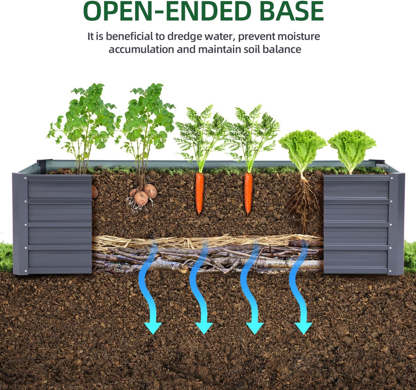 Ohuhu Metal Raised Garden Bed Outdoor 6x3x1.5 FT Reinforced Galvanized Rustproof Colored Steel Planter Boxes for Vegetables, Heavy Duty Raised Beds for Growing Flowers Herbs Succulents