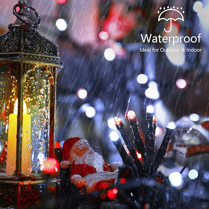 Brizled Red & White Christmas Lights, 78.74ft 240 LED String Lights Connectable, Outdoor Christmas Tree Light 8 Modes Mini Light String with Timer, Indoor Xmas Lighting for Garden Party