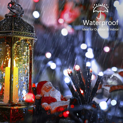 Brizled Red & White Christmas Lights, 78.74ft 240 LED String Lights Connectable, Outdoor Christmas Tree Light 8 Modes Mini Light String with Timer, Indoor Xmas Lighting for Garden Party