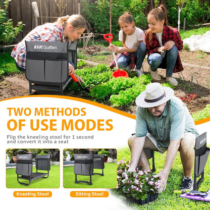 KVR Garden Kneeler Seat Heavy Duty, Upgraded Garden Bench Widened 10.2", Anti-Rust & Anti-Wear, Foldable Gardening Stool Prevents Back Pain Knees, Gift for Women Men, Seniors, Mom, Dad