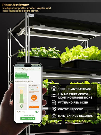 Smart Grow Light for Indoor Plants,3500K Full Spectrum LED Plant Light Strips with 3/9/12H Auto Timer,Stepless Dimming,Modular Design，Plug and Play (White, 2 Pack 16W)