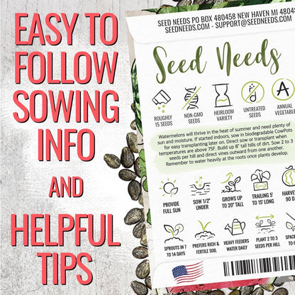 Seed Needs Watermelon Seeds for Planting Fruits - Non-GMO Heirloom & Untreated Water Melon Seed to Plant an Outdoor Home Grown Garden - Collection/Seed Kit (3 Packs)