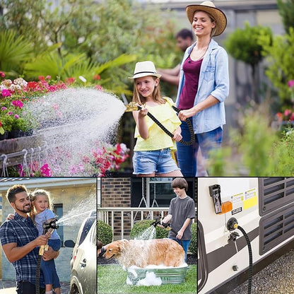 75 ft Expandable Garden Hose - Expanding Water Hose with 10 Spray Nozzles&3/4" Solid Brass Fittings - Retractable,Flexible，Lightweight No-Kink Free&Tangle Car Washing Pipe for Yard,Outdoor