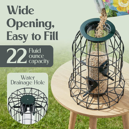 Hearts&Birds Squirrel Proof Bird Feeder with Anti Collision Sheet, Backyard Gift, Hanging Bird Feeder for Outdoors