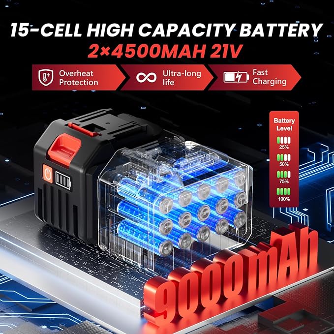 Electric Leaf Blower Cordless with 2*4500mAh Batteries and Charger,1,500,000RPM High-Speed Brushless Motor, 685CFM Battery Powered Handheld Leaf Blower,Lightweight Turbo Blower for Yard, Patio,Garage