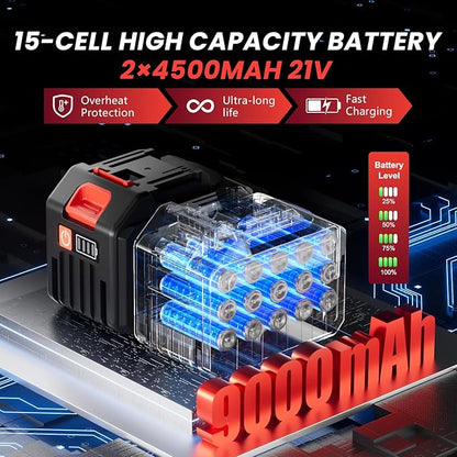 Electric Leaf Blower Cordless with 2*4500mAh Batteries and Charger,1,500,000RPM High-Speed Brushless Motor, 685CFM Battery Powered Handheld Leaf Blower,Lightweight Turbo Blower for Yard, Patio,Garage