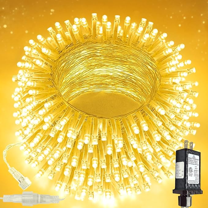 Connectable 100 LED String Lights Indoor Outdoor, 33FT Warm White Christmas Lights Waterproof, 13 Modes with Timer, Twinkle Fairy Lights Plug in Clear Wire for Christmas Tree, Bedroom, Classroom Decor