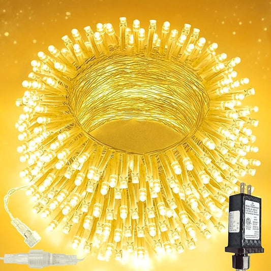 Connectable 100 LED String Lights Indoor Outdoor, 33FT Warm White Christmas Lights Waterproof, 13 Modes with Timer, Twinkle Fairy Lights Plug in Clear Wire for Christmas Tree, Bedroom, Classroom Decor
