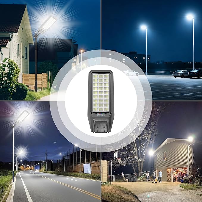 8500W Solar Street Light Outdoor Waterproof, 250000LM Large Commercial Light Solar Powered Dusk to Dawn LED Security Flood Lights with Remote/Motion Sensor, IP67 for Parking Lot/Garden/Yard