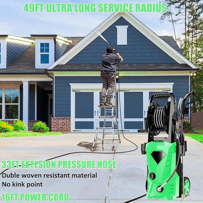 5000PSI Pressure Cleaner 2025 2.8GPM High Power Cleaner with 4 Pressure Nozzle and Soap Bottle for Home, Car Washing, Fence Cleaning, Patio (Light Green)